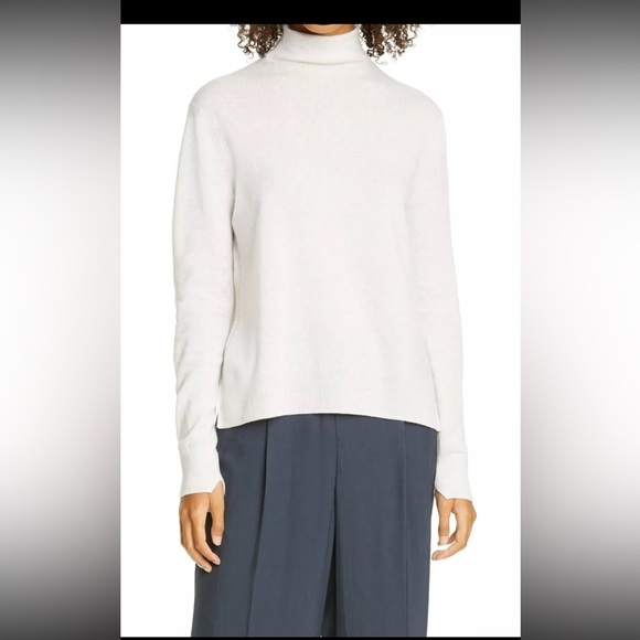 Vince Mock Neck Wool & Cashmere Heathered White Gray Sz XS - Picture 1 of 5